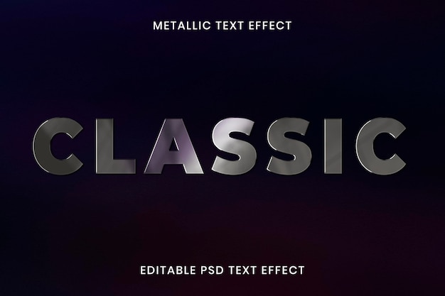 Metallic text effect psd editable template