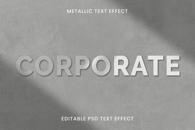 Metallic text effect psd editable template