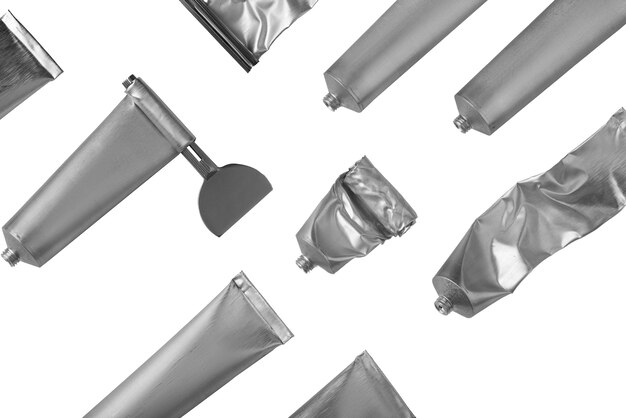 metallic tube container isolated