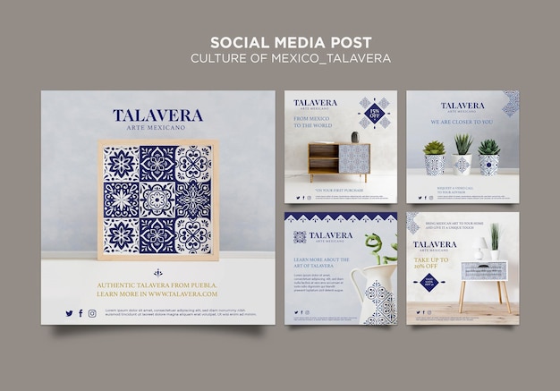 Free PSD mexican culture talavera social media post