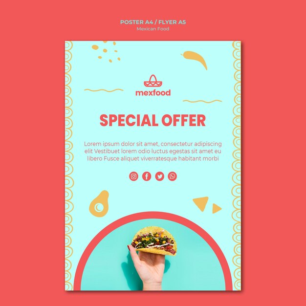 Mexican food flyer template