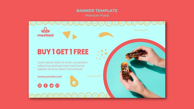 無料PSD 写真とメキシコ料理水平バナー