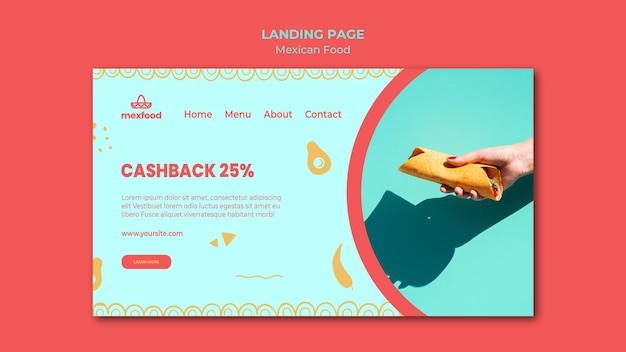 無料PSD メキシコ料理のランディングページ