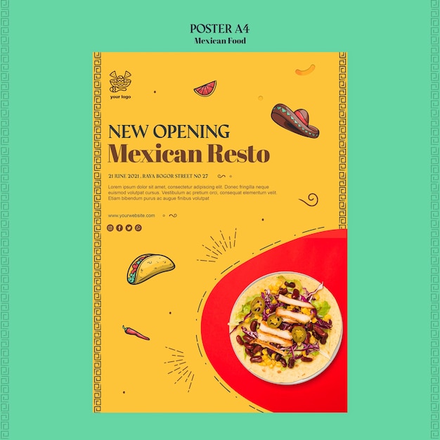 Mexican food poster template