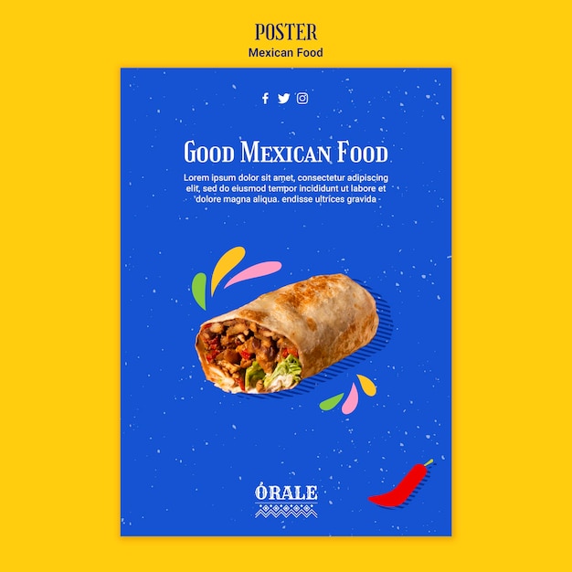 Free PSD mexican food poster template