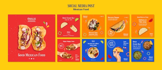 무료 PSD 게시물 템플릿-멕시코 음식 소셜 미디어