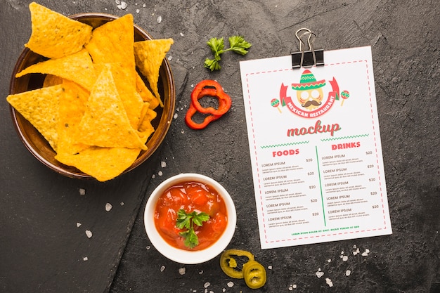 Download Free PSD | Mexican restaurant placemat mockup with ingredients on top