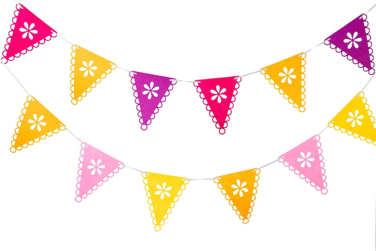 Free PSD mexican perforated paper garland isolated