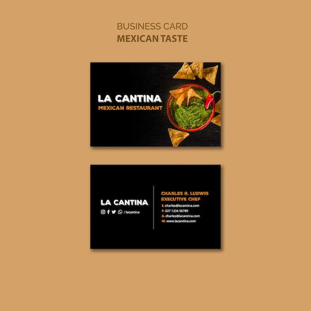 Бесплатный PSD Шаблон визитной карточки мексиканского ресторана