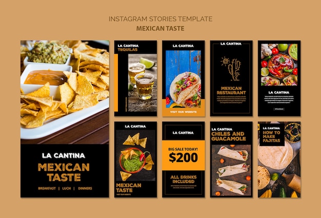 PSD gratuito modello di storie di instagram ristorante messicano