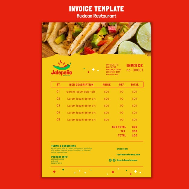 無料PSD メキシコ料理店の請求書