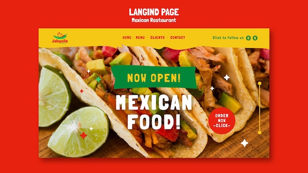 無料PSD メキシコ料理店のランディングページ