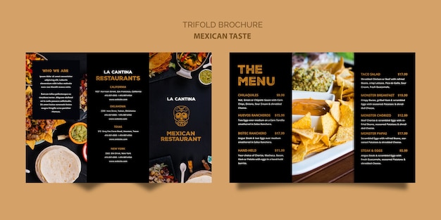 PSD gratuito modello di brochure a tre ante ristorante messicano