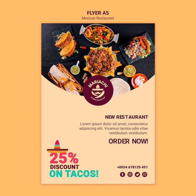 Mexican traditional dishes restaurant flyer template