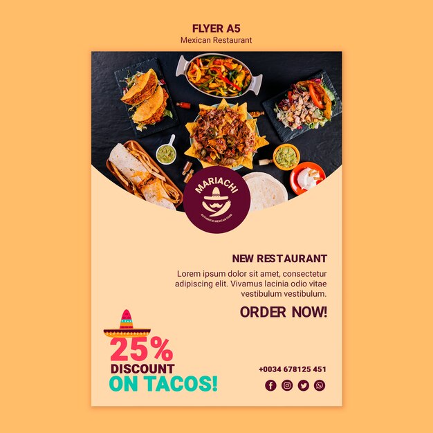 mexican traditional dishes restaurant flyer template