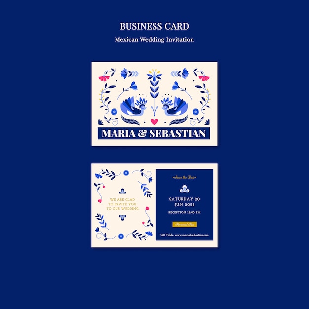 Free PSD mexican wedding business card template