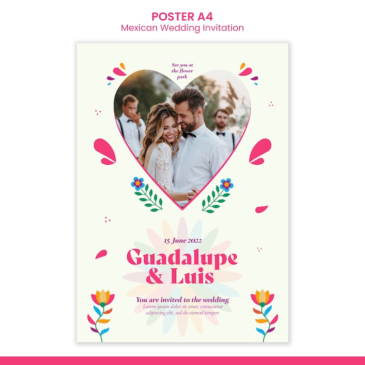 Free PSD mexican wedding invitation poster template