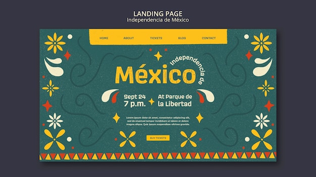 Free PSD mexico independence celebration landing page template