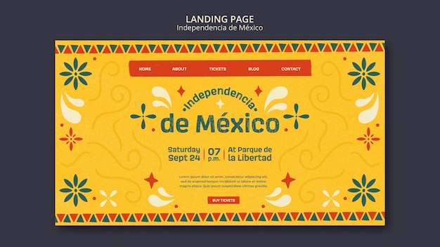 Free PSD mexico independence celebration landing page template