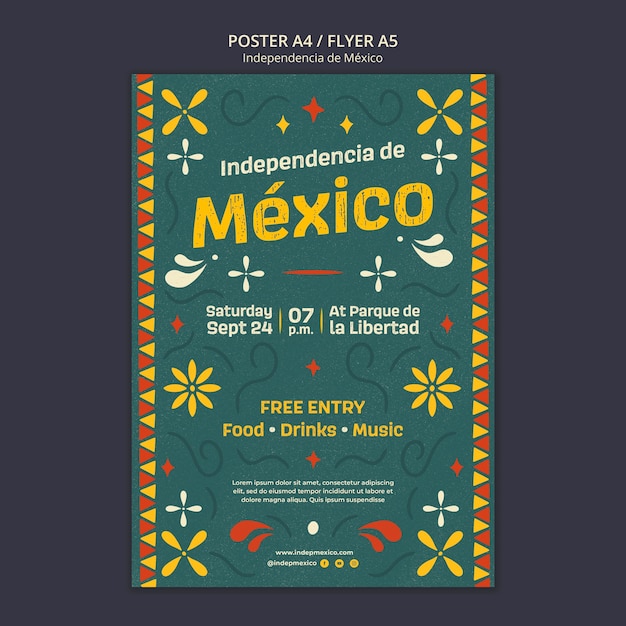 Free PSD mexico independence celebration vertical poster template