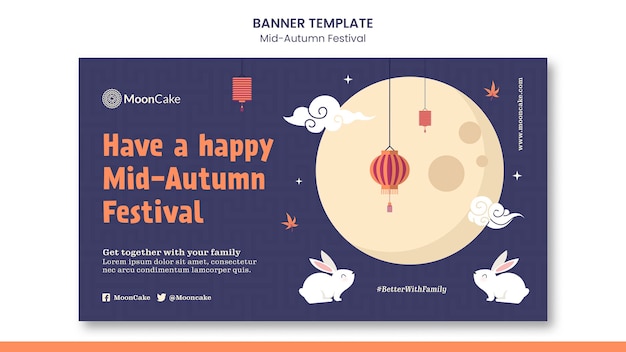 PSD gratuito modello di banner per il festival di metà autunno