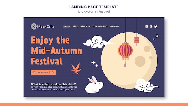 PSD gratuito modello di pagina di destinazione del festival di metà autunno