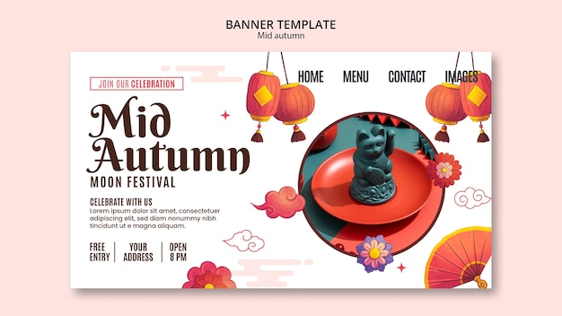 PSD gratuito modello di pagina di destinazione del festival di metà autunno