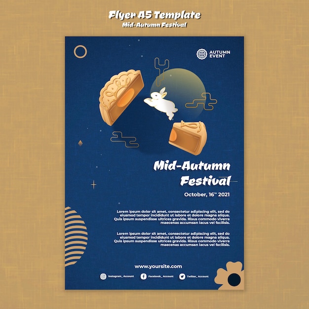 Бесплатный PSD Шаблон для печати фестиваля середины осени