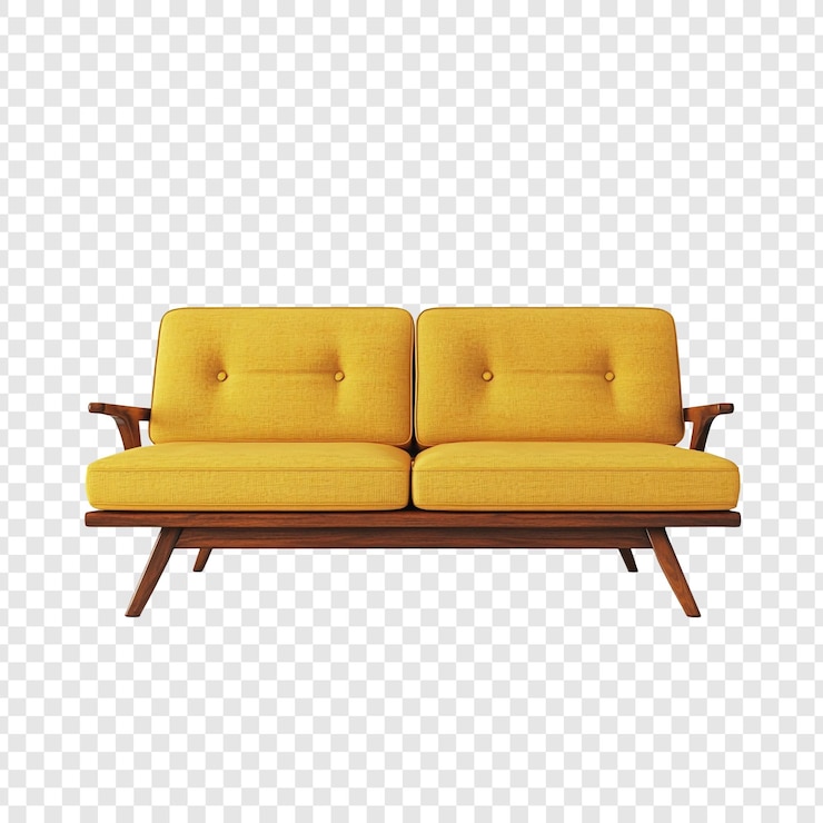Free PSD midcentury modern yellow sofa a stylish and comfortable seating solution