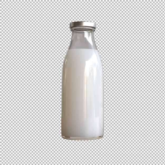 Milk bottle mockup on transparent background