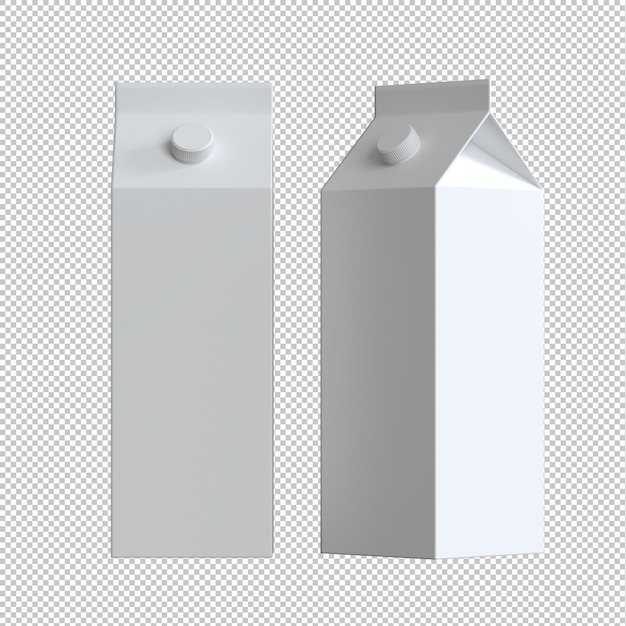 Milk box, Carton box mockup on transparent background