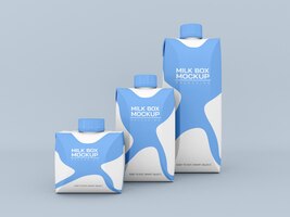 免费PSD牛奶包装盒子模型