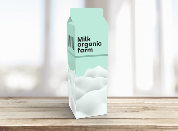 Бесплатный PSD Макет упаковки молока