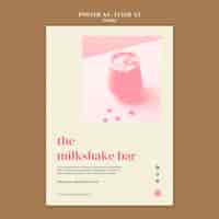 Free PSD milkshake bar vertical poster template with beverage