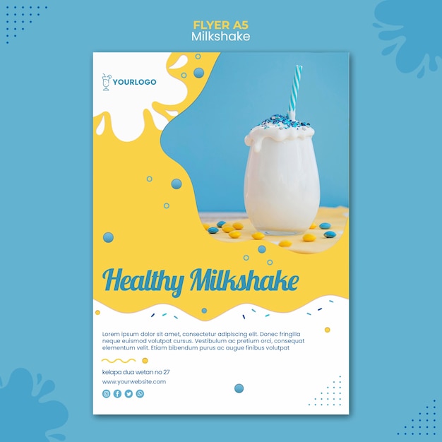 Free PSD milkshake flyer template theme