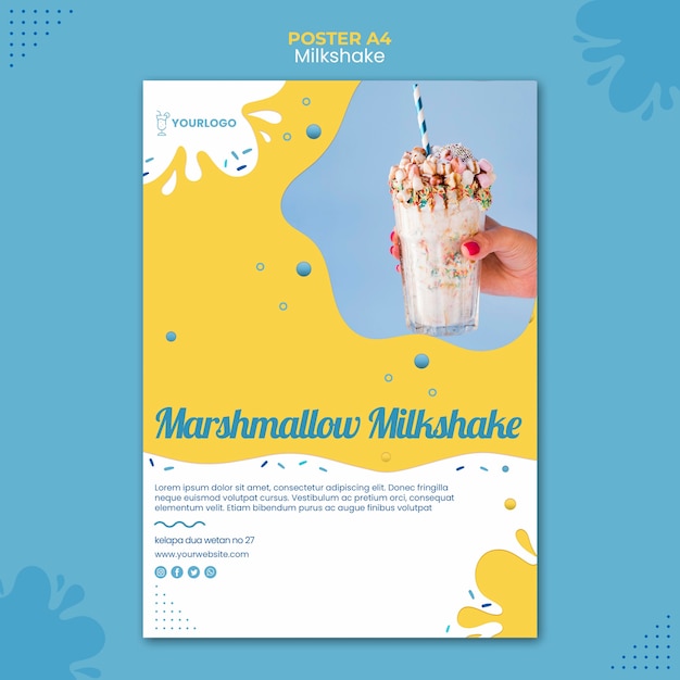 Free PSD milkshake poster template theme