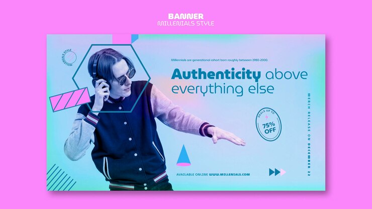मुफ़्त PSD millennials style banner template