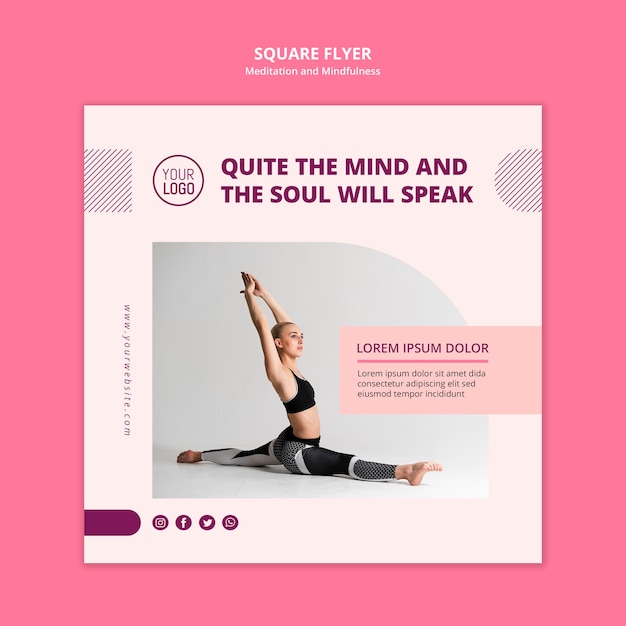 Mind and soul square flyer template