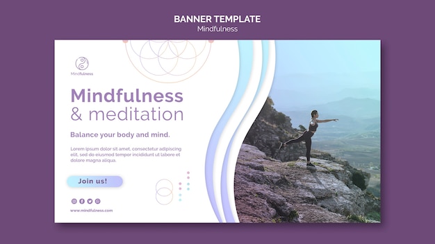 Mindfulness concept banner template