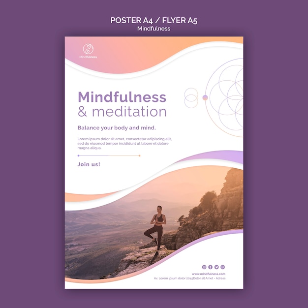 Free PSD mindfulness concept flyer template