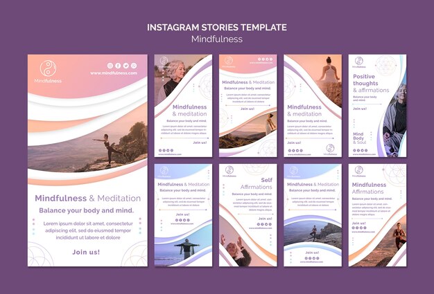 mindfulness concept instagram stories template