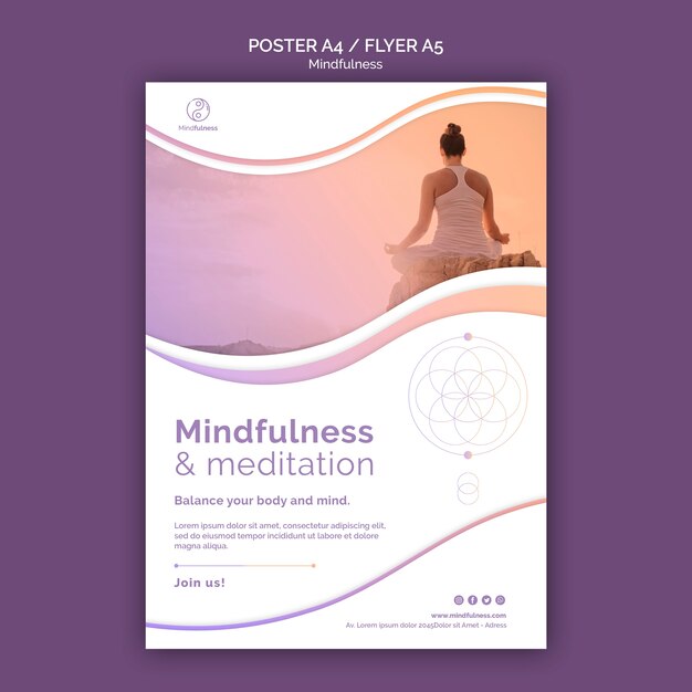 Mindfulness concept poster template