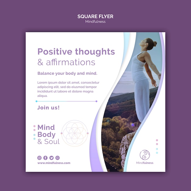 Free PSD mindfulness concept square flyer template