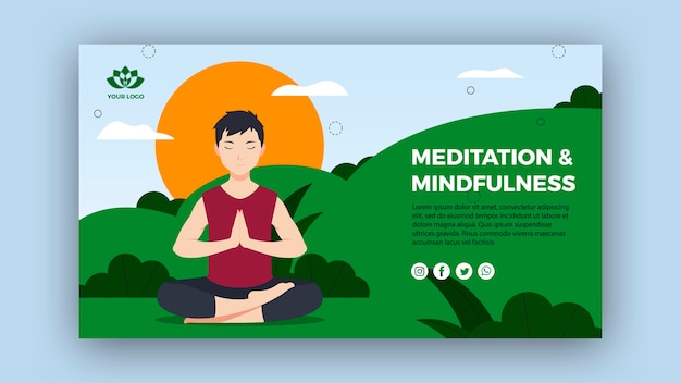 Modello di bandiera di consapevolezza e meditazione