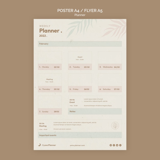 Free PSD minimal activities planner flyer template