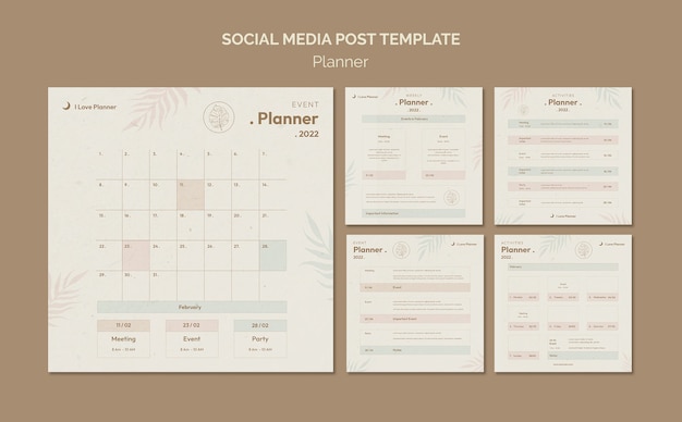 Minimal activities planner social media posts