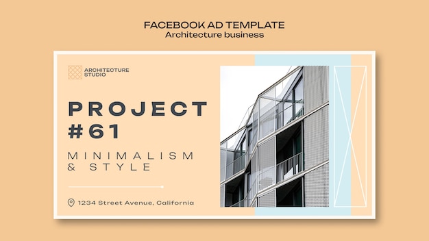 PSD gratuito modello di facebook aziendale di architettura minima