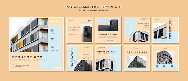 Free PSD minimal architecture business instagram posts