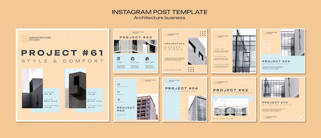 無料PSD ミニマル建築ビジネスのinstagram投稿