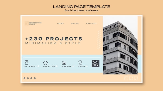 Free PSD minimal architecture business landing page